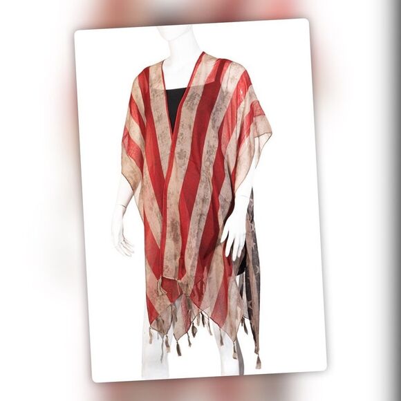 Antiqued 4th Of July America USA Flag Tassle Cover - Picture 1 of 3